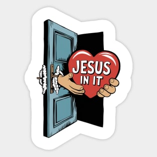 Jesus In My Heart - Hands Holding Heart Sticker